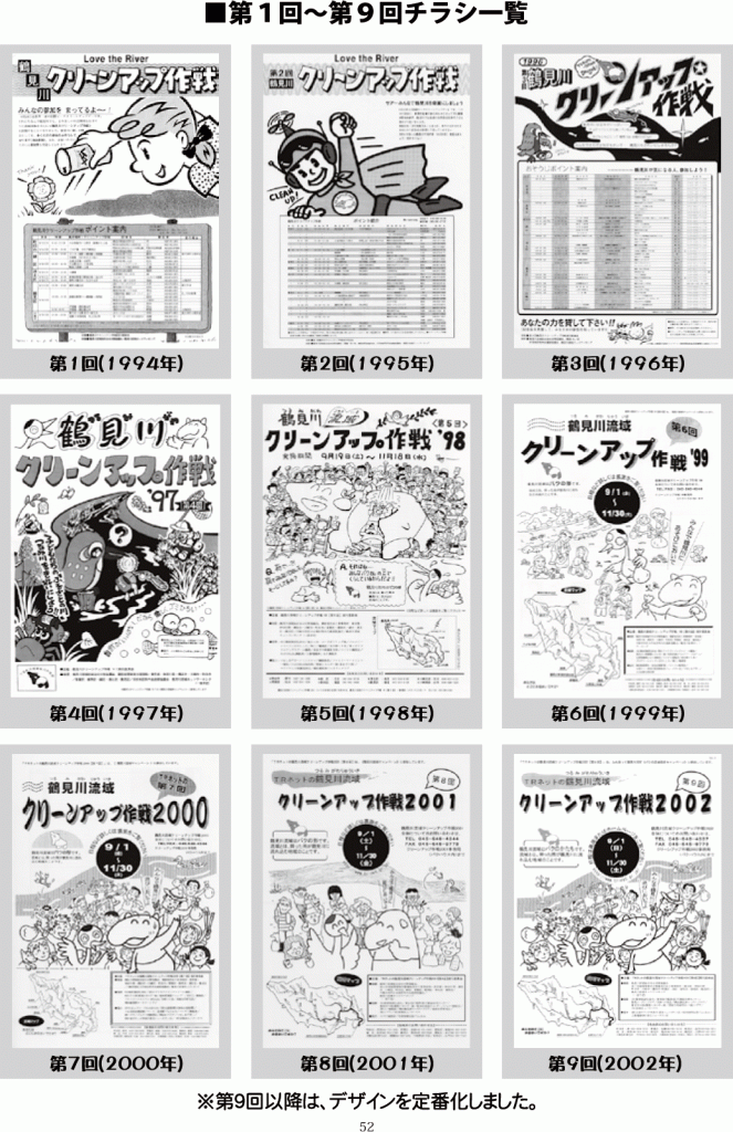 鶴見川流域クリーンアップ作戦の過去のチラシ