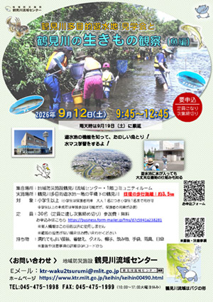 9月12日（土）鶴見川多目的遊水地見学会と鶴見川の生きもの観察（魚編）開催！